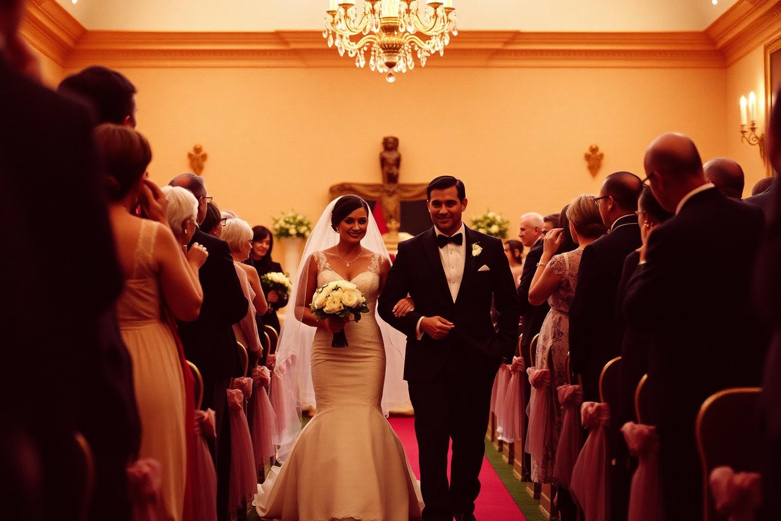 Cinematic wedding aisle frame